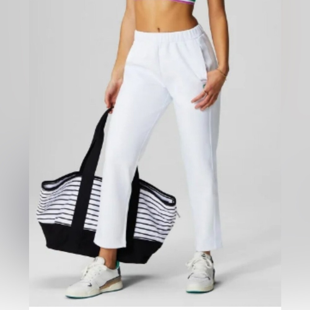 Fabletics Classic White Tapered Tricot Pants